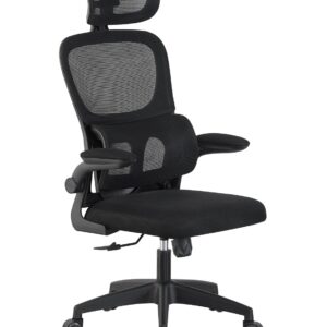 Sillón de oficina BERNAY, alto, negro, malla y asiento negro