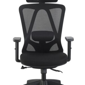 Sillón de oficina CIRAL, alto, negro, malla y asiento negro