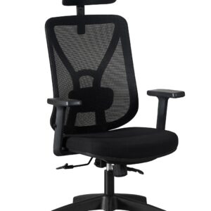 Sillón de oficina CLISSON, alto, negro, malla y asiento negro