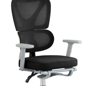 Sillón de oficina DURBUY, alto, ergonómico, gris, malla negra