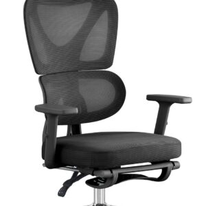 Sillón de oficina DURBUY, alto, ergonómico, negro, malla y asiento negro