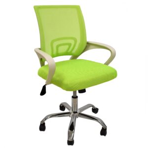 Sillón de oficina FISS NEW, blanco, regulación de altura, basculante, malla y tejido verde