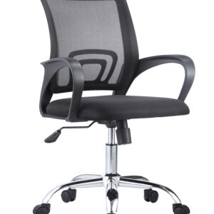 Sillón de oficina FISS NEW (M), negro, basculante, malla y tejido negro