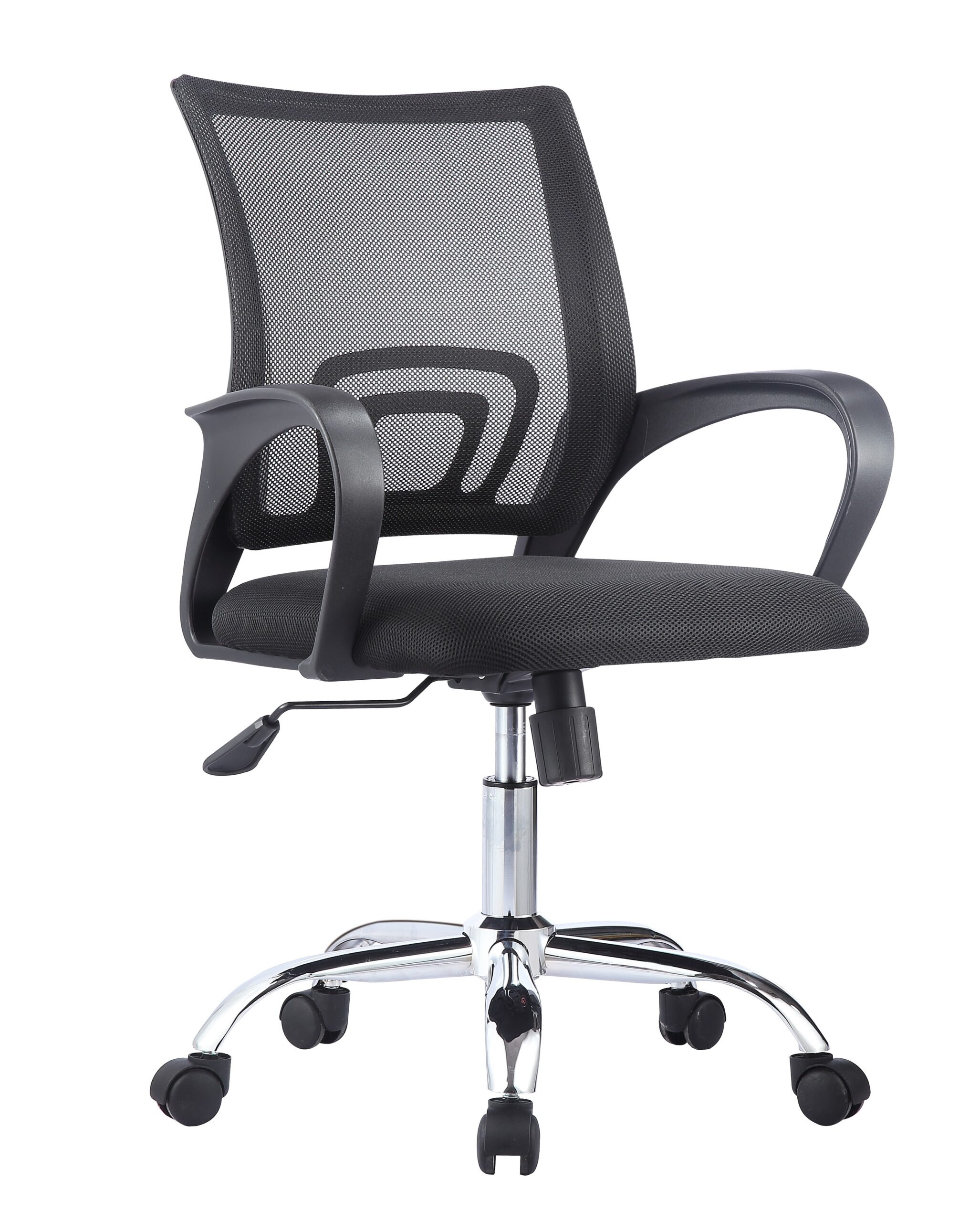 Sillón de oficina FISS NEW (M), negro, basculante, malla y tejido negro