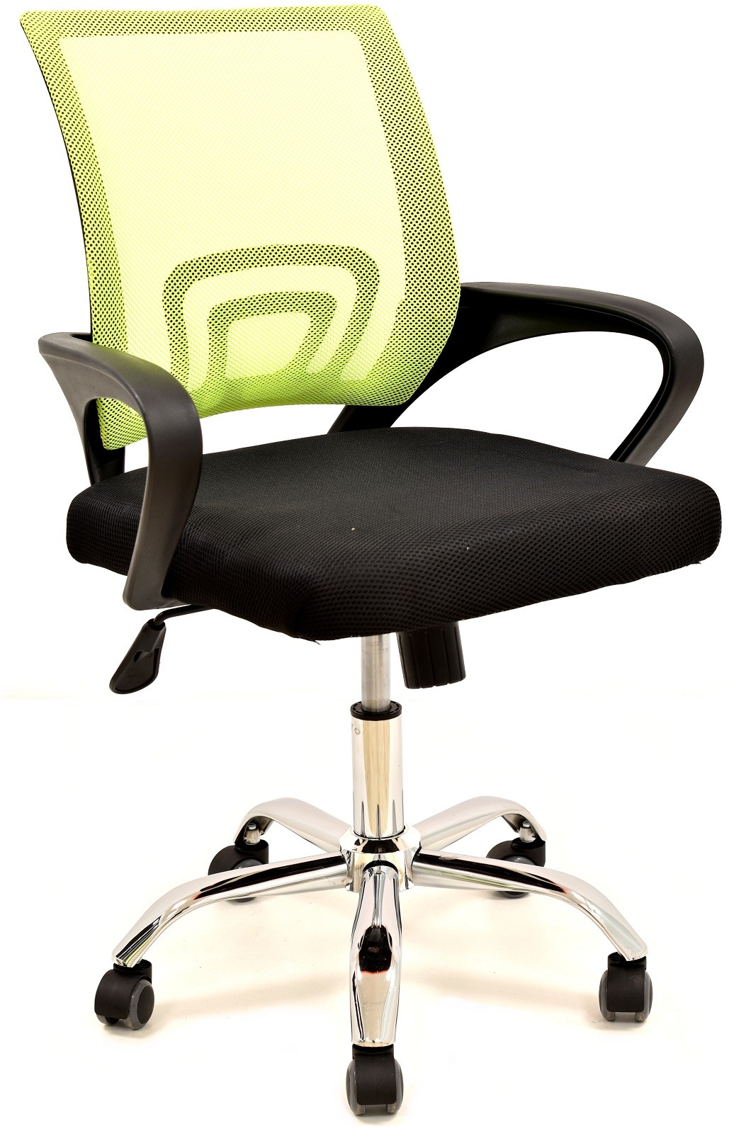 Sillón de oficina FISS NEW, negro, regulación de altura, basculante, malla verde, tejido negro
