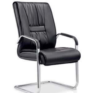 Sillón de oficina FLANDES, fijo de patín, cromado, similpiel negra