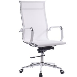 Sillón de oficina IGOR, alto, regulación de altura, basculante profundo, malla blanca