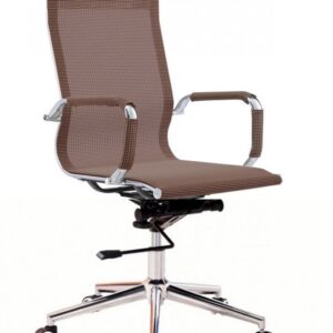 Sillón de oficina IGOR, alto, regulación de altura, basculante profundo, malla marrón