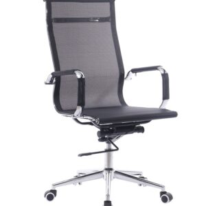 Sillón de oficina IGOR, alto, regulación de altura, basculante profundo, malla negra