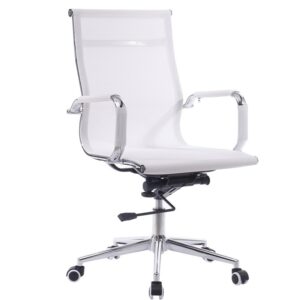 Sillón de oficina IGOR, giratorio, regulación de altura, basculante profundo, malla blanca