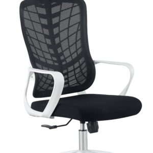 Sillón de oficina MELLAC, alto, blanco, malla y asiento negro