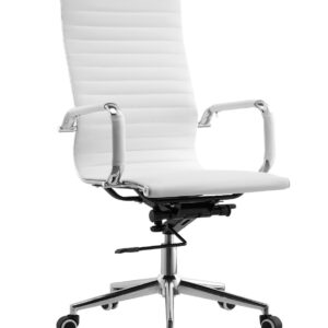 Sillón de oficina OLIVER, alto, regulación de altura, basculante profundo, similpiel blanca