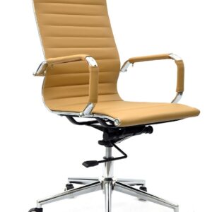 Sillón de oficina OLIVER, alto, regulación de altura, basculante profundo, similpiel marrón claro