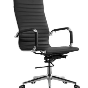 Sillón de oficina OLIVER, alto, regulación de altura, basculante profundo, similpiel negra