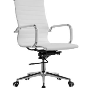 Sillón de oficina OLIVER, giratorio, regulación de altura, basculante profundo, similpiel blanca