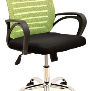 Sillón de oficina SUNSET, negro,regulación de altura, basculante, malla verde pistacho, tejido negro