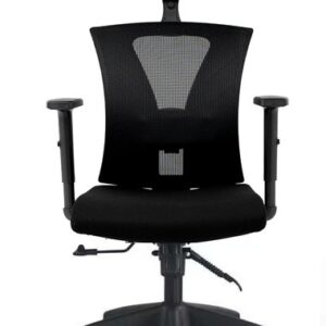 Sillón de oficina VIGNOT, ergonómico, negro, malla y asiento negro