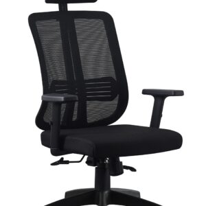 Sillón de oficina VITRÉ, alto, negro, malla y asiento negro
