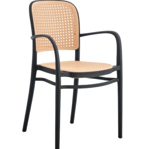 Sillón FUNCHAL 97, apilable, polipropileno negro y beige