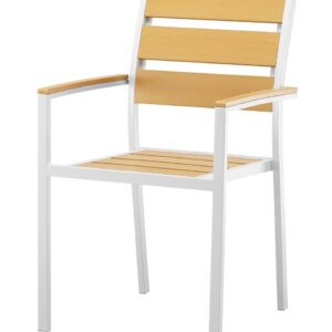 Sillón GARIBALDI, apilable, metal blanco, polywood amarillo