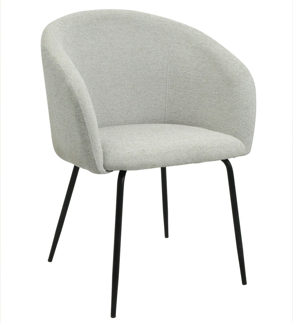 Sillón LAUREN, metal, tapizado tejido linen gris claro