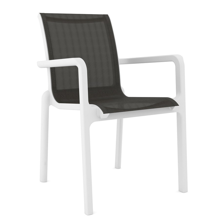 Sillón NEPTUNO, apilable, polipropileno blanco, batyline antracita