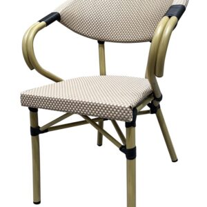 Sillón NERJA, apilable, aluminio, mesh beige y marrón