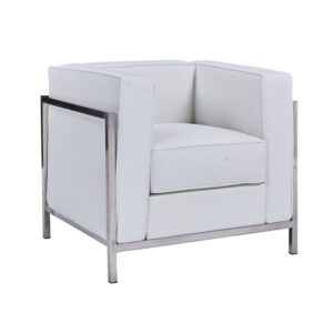 Sillón NEW LOBBY, acero inoxidable, similpiel blanca