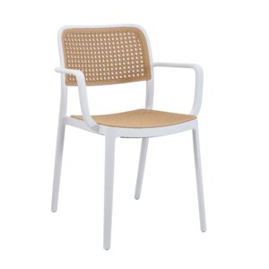 Sillón NIJAR NB, apilable, tratamiento anti UV, polipropileno negro y beige