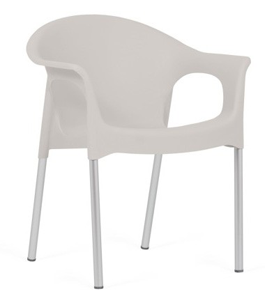 Sillón NILO, aluminio, apilable, polipropileno gris claro*