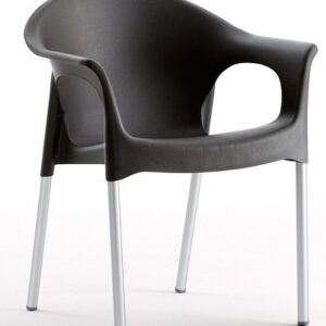 Sillón NILO, aluminio, apilable, polipropileno negro*
