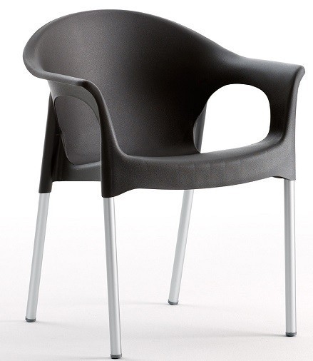 Sillón NILO, aluminio, apilable, polipropileno negro*