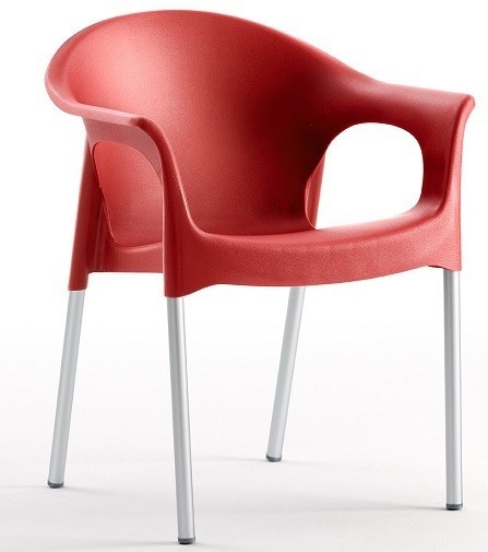 Sillón NILO, aluminio, apilable, polipropileno rojo*