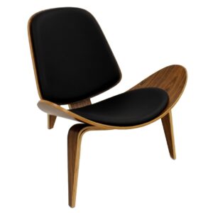 Sillón NORDIC (R), palo rosa, similpiel negra