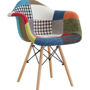 Sillón STAR PAT22, madera, tejido patchwork color 22