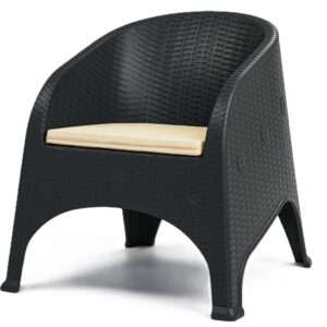Sillón SURF, apilable, polipropileno marrón chocolate, cojín beige