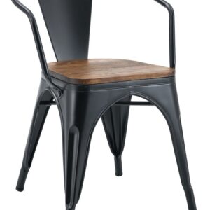 Sillón TOL EK WOOD, acero, negro, asiento madera