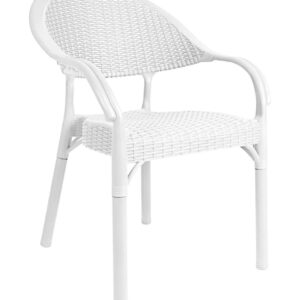 Sillón TORREMOLINOS, apilable, patas metálicas, polipropileno blanco