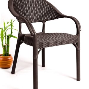 Sillón TORREMOLINOS, apilable, patas metálicas, polipropileno marrón chocolate