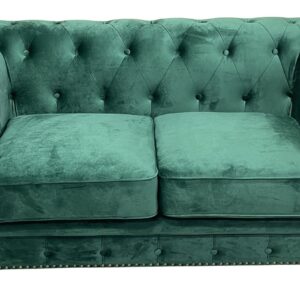 Sofá CHESTER PREMIUM, 2 plazas, tapizado velvet esmeralda