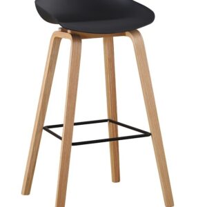 Taburete AWAK (TO), madera curvada, asiento polipropileno negro