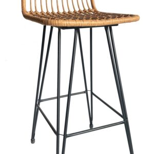 Taburete BRUNEI, metal, ratán beige