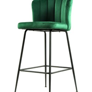 Taburete DEVIN, metal, tapizado velvet verde oscuro