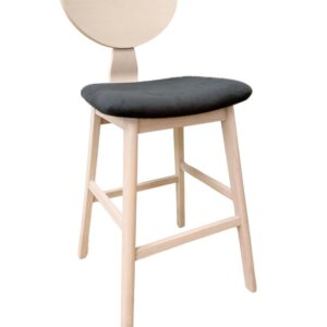 Taburete DUBLIN, madera de hevea, natural, velvet gris oscuro