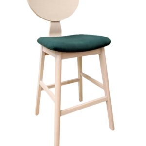 Taburete DUBLIN, madera de hevea, natural, velvet verde oscuro