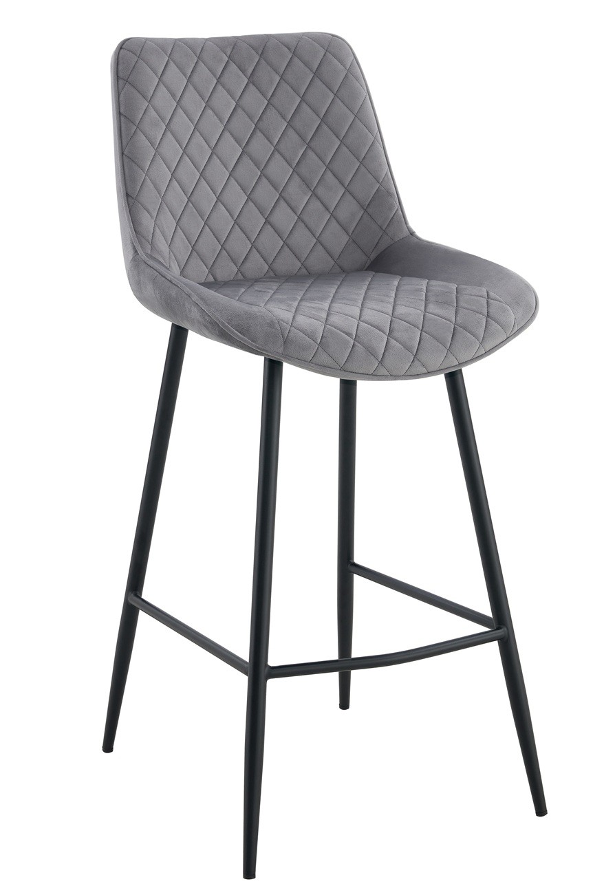 Taburete FELICIO, metal, tapizado velvet gris claro