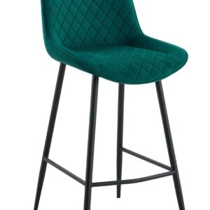 Taburete FELICIO, metal, tapizado velvet verde oscuro