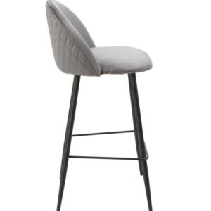 Taburete MAGDA NEW, metal, tapizado velvet gris