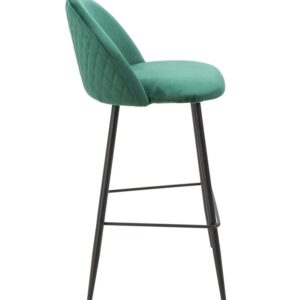 Taburete MAGDA NEW, metal, tapizado velvet verde