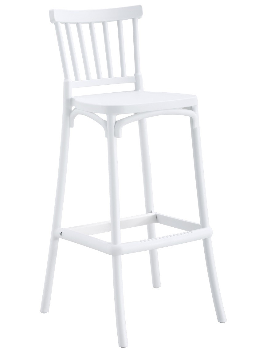 Taburete MILOS, tratamiento anti UV, polipropileno blanco